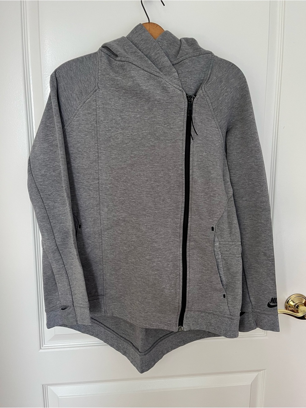 Nike Gray Asymmetrical Zip Jacket with Hood